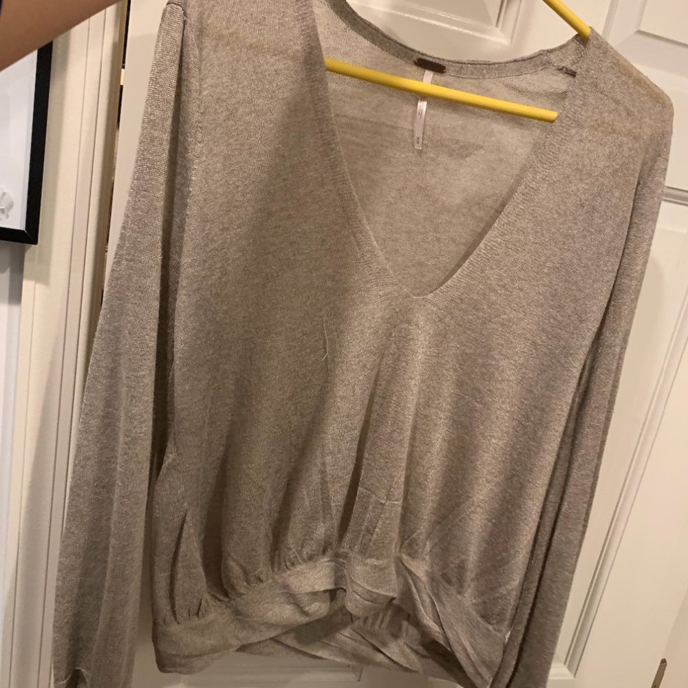 Free People champagne long sleeve sweater/shirt